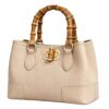 Genuine Leather Micro Bamboo Bag with Bamboo Handles