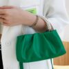 Pearl Handle Ruched Crossbody Bag