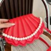 Shell-Shaped Pearl Decor Crossbody Bag