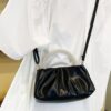 Pearl Handle Ruched Crossbody Bag
