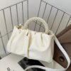 Pearl Handle Ruched Crossbody Bag