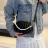 Shell-Shaped Pearl Decor Crossbody Bag