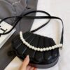 Shell-Shaped Pearl Decor Crossbody Bag