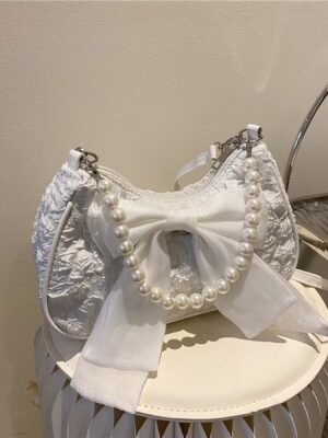 Bow Pearl Chain Crossbody Bag