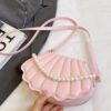 Shell-Shaped Pearl Decor Crossbody Bag