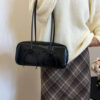 PU Leather Bow Trim Shoulder Bag