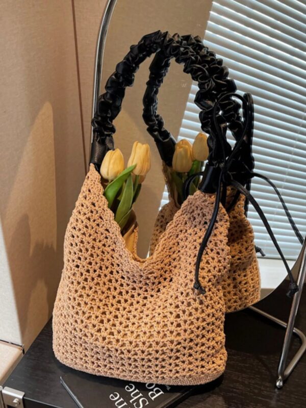 Crochet Shoulder Bag with Ruched Handle