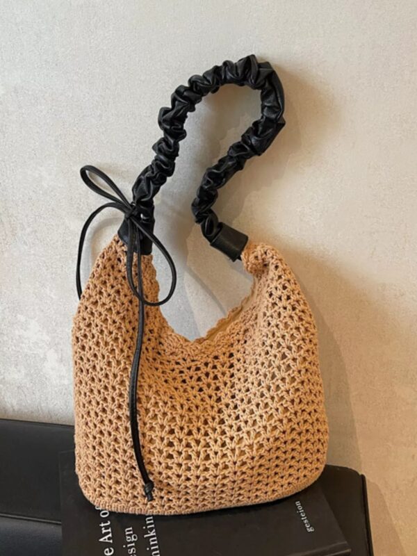 Crochet Shoulder Bag with Ruched Handle