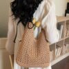 Crochet Shoulder Bag with Ruched Handle