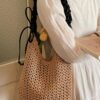 Crochet Shoulder Bag with Ruched Handle