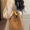 Crochet Shoulder Bag with Ruched Handle