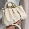 Pearl Handle Ruched Crossbody Bag