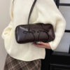 PU Leather Bow Trim Shoulder Bag