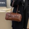 PU Leather Bow Trim Shoulder Bag