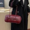 PU Leather Bow Trim Shoulder Bag
