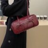 PU Leather Bow Trim Shoulder Bag